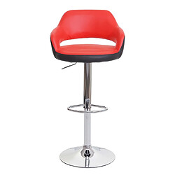 Mendler Tabouret de bar HWC-F16, tabouret pivotant, avec dossier simili cuir ~ rouge-noir