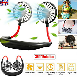 Ventilateur de cou paresseux à 7 Lames Refroidisseur Portable USB Rechargeable 2000mA Tour de cou de Refroidissement--