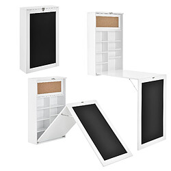 Helloshop26 Table murale pliable bureau mural rabattable MDF 156 cm blanc 03_0004357