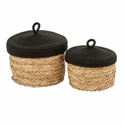 Paris Prix Lot de 2 Coupelles Couvercle 22cm Naturel & Noir