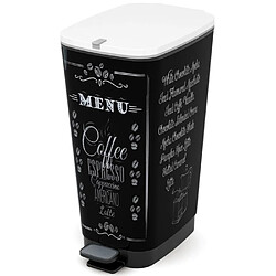 KIS Poubelle de cuisine a pédale a pédale 50L CHIC Noir Motif Coffee Menu