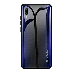 Wewoo Coque Pour Huawei Enjoy 9 Plus / Y9 2019 étui de protection en verre dégradé de texture bleu foncé