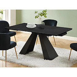 Vente-Unique Table à manger extensible 6 à 10 personnes en verre trempé, céramique et métal - Effet marbre noir - LOZIPA de Maison Céphy