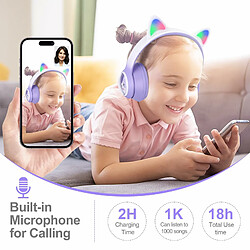 Casque Bluetooth sans fil pour filles YUANFU-AKZ-02 (casque Bluetooth avec microphone - violet)