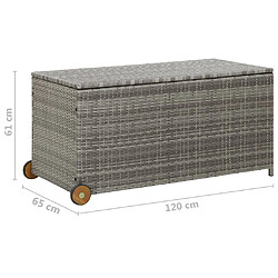 vidaXL Boîte de rangement de jardin gris clair 120x65x61 cm rotin pas cher