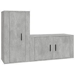 Maison Chic Ensemble de meubles TV 2 pcs pour salon - gris béton bois d'ingénierie -MN72415