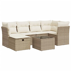 vidaXL Salon de jardin avec coussins 7 pcs beige résine tressée