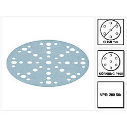 Festool STF D150/48 Disques abrasifs Granat P100 150 mm - pour RO 150, ES 150, ETS 150, ETS EC 150, LEX 150, WTS 150, HSK-D 150 - 200 pcs. ( 2x 575163 )