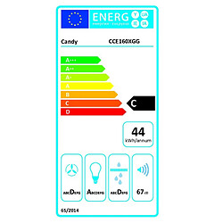 Hotte décorative murale 60cm 67db 458m3/h inox - CCE160XGG - CANDY