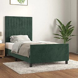 Maison Chic Cadre/structure de lit avec tête de lit pour adulte - Lit Moderne Chambre Vert foncé 90x190 cm Velours -MN11136