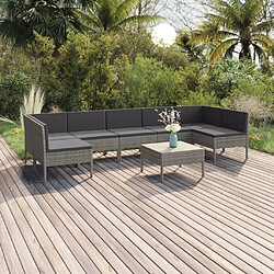 Maison Chic Salon de jardin 8 pcs + coussins - Mobilier/Meubles de jardin - Table et chaises d'extérieur Résine tressée Gris -MN13542