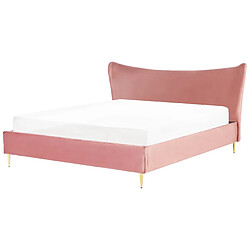 Beliani Lit double en velours rose 180 x 200 cm CHALEIX