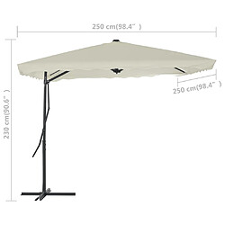 vidaXL Parasol d'extérieur avec poteau en acier 250 x 250 cm Sable pas cher