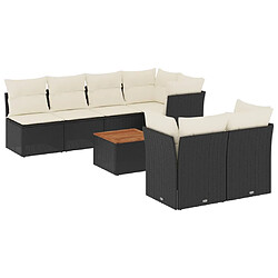 vidaXL Salon de jardin 8 pcs avec coussins noir résine tressée