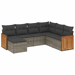 Maison Chic Salon de jardin avec coussins 7 pcs | Ensemble de Table et chaises | Mobilier d'Extérieur gris résine tressée -GKD12378