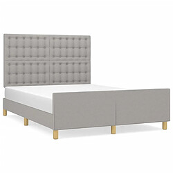 Maison Chic Lit adulte - Cadre Structure de lit avec tête de lit Contemporain Gris clair 140x190 cm Tissu -MN83908