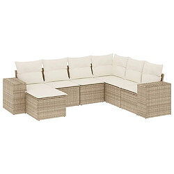 vidaXL Salon de jardin avec coussins 7 pcs beige résine tressée