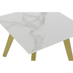 Pegane Table d'appoint en céramique et métal coloris blanc doré - longueur 60 x profondeur 60 x hauteur 48 cm pas cher