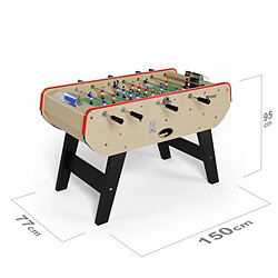 Play4Fun Baby-foot Olympic avec Monnayeur intégré, Barres Télescopiques et 10 Balles en Liège 149,5 x 77 x 95 cm - Bois Clair pas cher