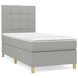 vidaXL Sommier à lattes de lit avec matelas Gris clair 90x200 cm Tissu