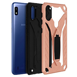 Avizar Coque Galaxy A10 Protection Bi-matière Antichoc Fonction support Rose gold pas cher