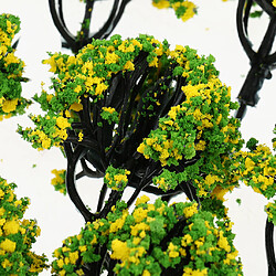 Avis 10 pièces chemin de fer paysage paysage modèle arbres avec des fleurs jaune vert