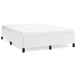 Maison Chic Lit adulte - Lit simple Cadre de lit,Structure du lit Contemporain Blanc 140x190 cm Similicuir -MN79702