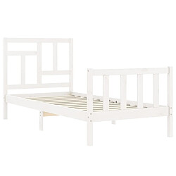 Maison Chic Cadre/structure de lit avec tête de lit pour adulte - Lit Moderne Chambre blanc simple bois massif -MN32437 pas cher