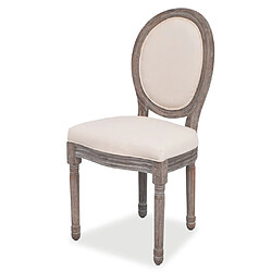 Decoshop26 Lot de 2 chaises de salle à manger cuisine style classique en tissu crème CDS020434