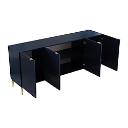 Acheter Vente-Unique Buffet avec 4 portes en MDF et acier - Bleu et doré - YESINIA