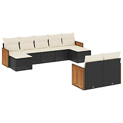 Maison Chic Salon de jardin 9 pcs avec coussins | Ensemble de Table et chaises | Mobilier d'Extérieur noir résine tressée -GKD47521