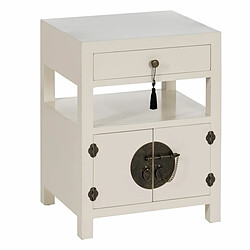 BigBuy Home Table de Nuit ORIENTE Blanc Bois MDF 50 x 40 x 66 cm