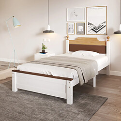 Avis ComfortXL Lit simple en bois avec pied central, 90x200 cm, blanc