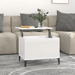 Maison Chic Tabls basse,Table Console pour salon Blanc brillant 60x44,5x45 cm Bois d'ingénierie -MN57544