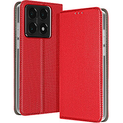 Avizar Étui pour Xiaomi 14T Clapet Magnétique Porte-carte Rouge