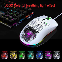 Universal Souris gaming HXSJ J900 Souris programmable éclairée RGB avec six coquillages DPI réglables en nid d'abeille pour ordinateur de bureau