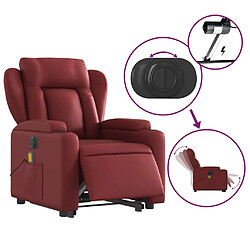 vidaXL Fauteuil inclinable de massage électrique rouge bordeaux pas cher