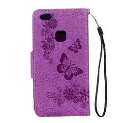 Avis Wewoo Housse Étui Violet pour Huawei P10 Lite Papillons Gaufrage Horizontal en cuir Flip avec support & Slots de cartes Portefeuille & Longe