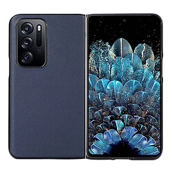 Coque en TPU + cuir véritable anti-rayures bleu pour votre Oppo Find N