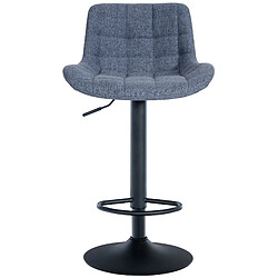 Decoshop26 Lot de 2 tabourets de bar structure métallique noir assise en tissu bleu avec surpiqûres 10_0004446 pas cher