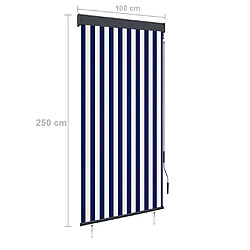 vidaXL Store roulant d'extérieur 100x250 cm Bleu et blanc pas cher