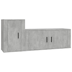 vidaXL Ensemble de meubles TV 2 pcs gris béton bois d'ingénierie