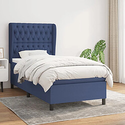 vidaXL Sommier à lattes de lit avec matelas Bleu 90x190 cm Tissu