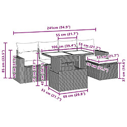 vidaXL Salon de jardin avec coussins 6 pcs beige résine tressée pas cher