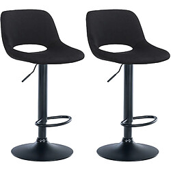 Decoshop26 Tabourets de bar chaises haute x2 avec repose-pieds en velours noir piètement métallique noir 10_0004085