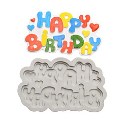 Acheter DIY Silicone Moule Alphabet Heureux Souhaits D'anniversaire Fondant Candy Décor Cuisson Outils