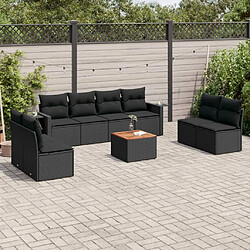 Maison Chic Salon de jardin 9 pcs avec coussins | Ensemble de Table et chaises | Mobilier d'Extérieur noir résine tressée -GKD40190