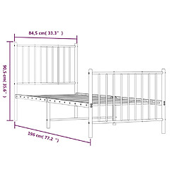 vidaXL Cadre de lit métal sans matelas avec pied de lit noir 80x200 cm pas cher