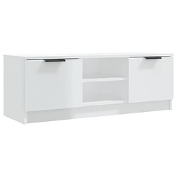 vidaXL Meuble TV Blanc brillant 102x35x36,5 cm Bois d'ingénierie