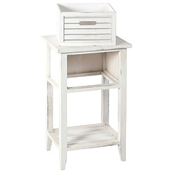 Mendler Table d'appoint / chevet, 1 tiroir, 35x27x57cm, shabby, vintage ~ blanc pas cher